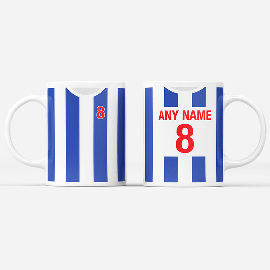 Porto Retro Style Home Kit Shirt Inspired Colours for Personalised Football Mug with optional Coaster.