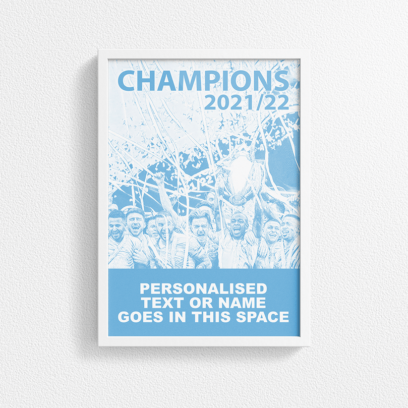 Manchester City 2021/2022 Champions Inspired  'Personalised' Football Poster Print