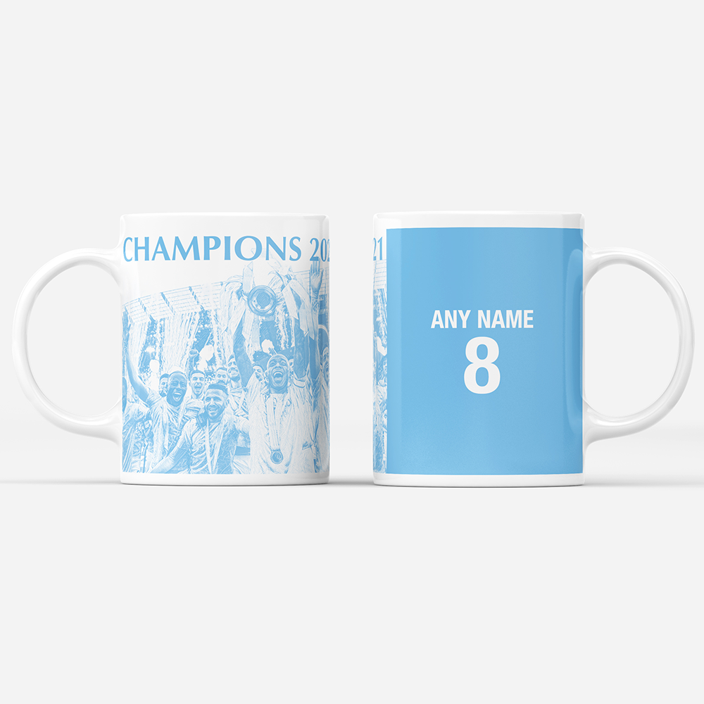 Manchester City 2020/2021 Champions Inspired 'Personalised' Football Mug With Optional Coaster Set