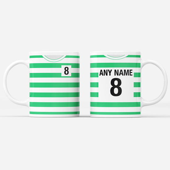 Sporting Lisbon Retro Style Home Kit Shirt Inspired Colours for Personalised Football Mug with optional Coaster. Perfect item for the Leões fans.