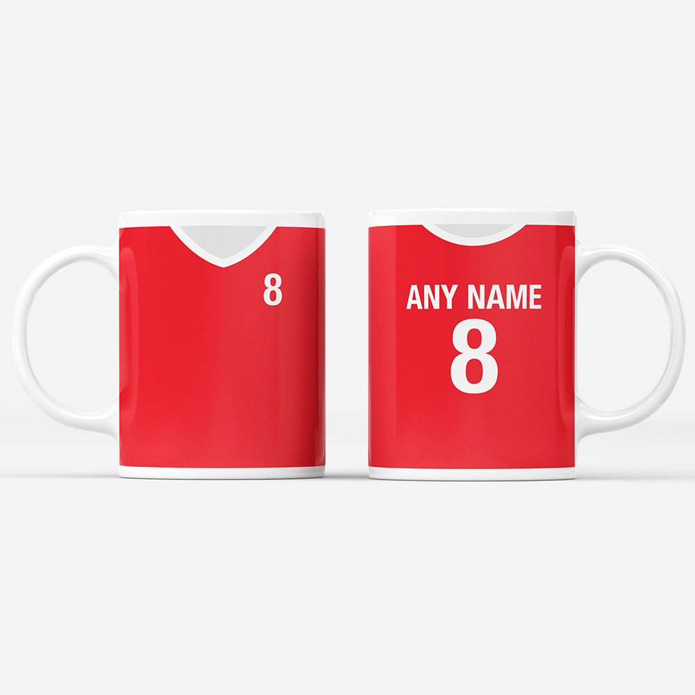 Nottingham Retro Home Kit Shirt Inspired Colours for Personalised Football Mug with optional Coaster.