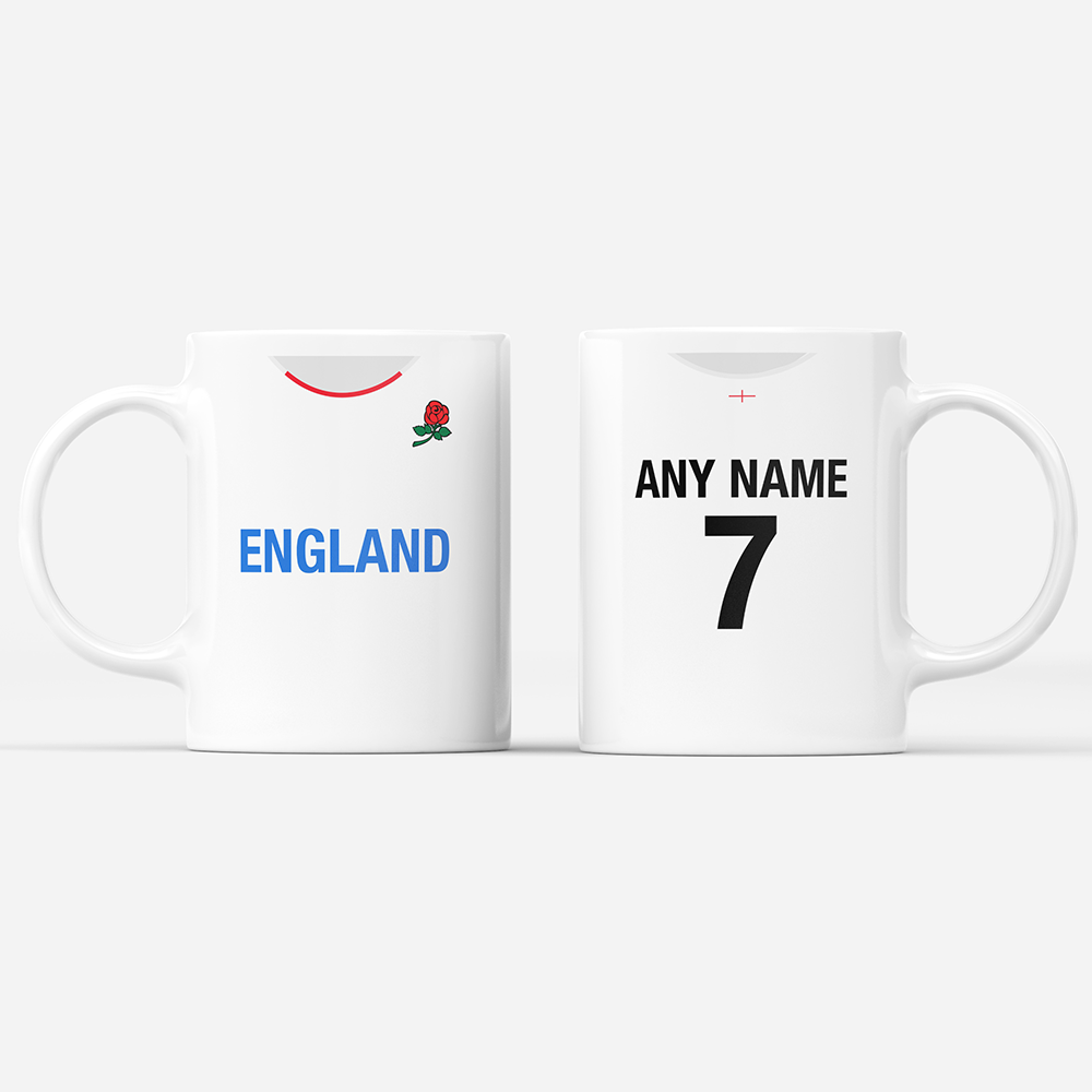 England Rugby 2020/21 Inspired Home Kit Colours 'Personalised' Mug.