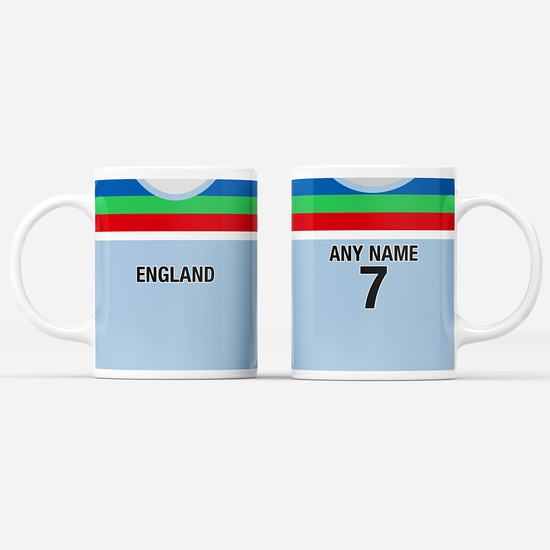 England Retro Style Home Kit Shirt Inspired Colours for Personalised Football Mug with optional Coaster. Perfect item for the England fan.