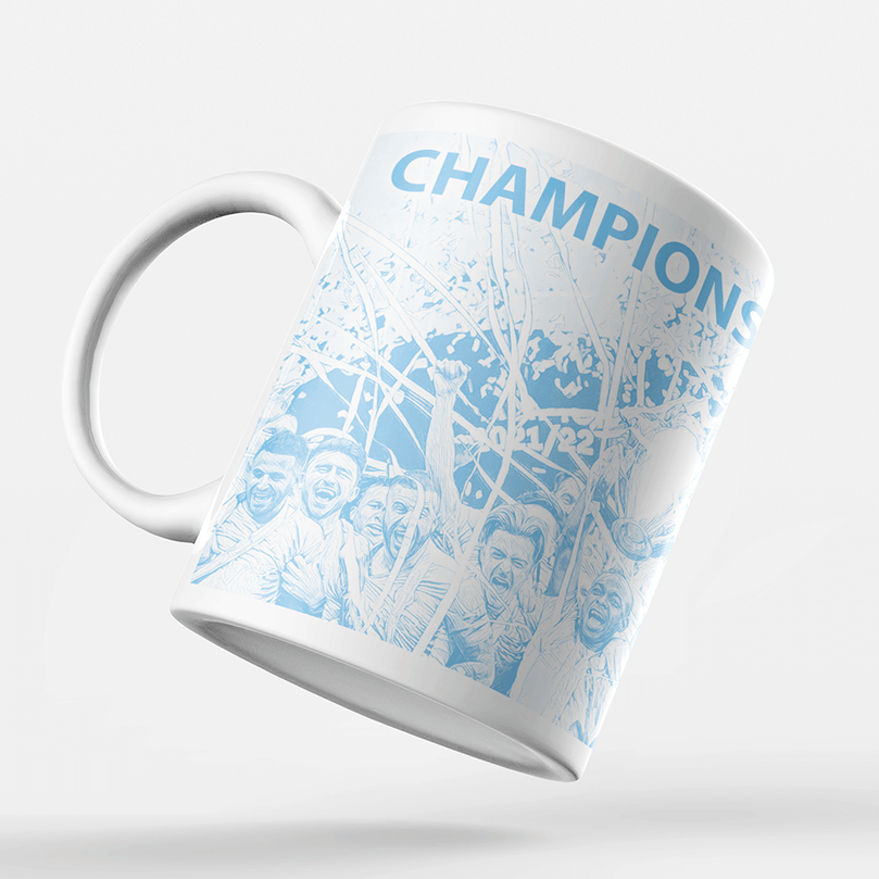 Manchester City 2021/2022 Champions Inspired 'Personalised' Football Mug With Optional Coaster Set