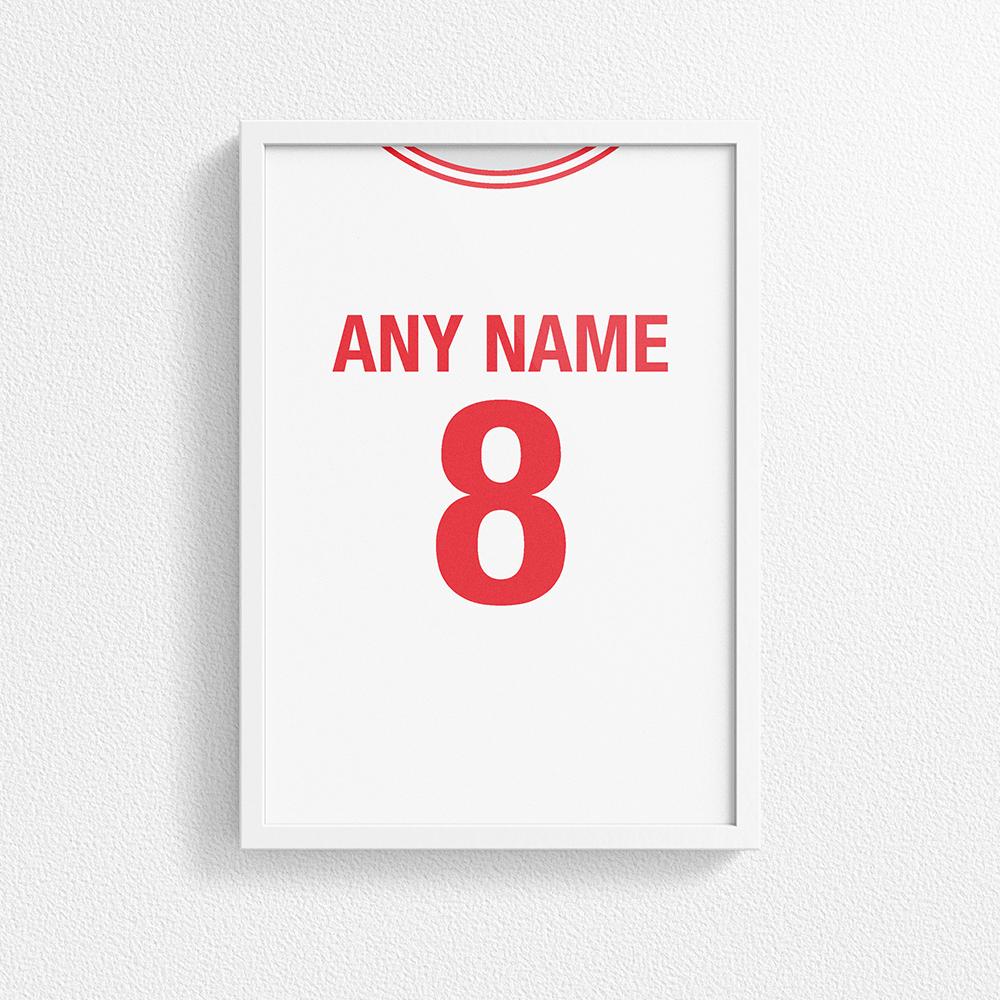 Turkey Retro Home Kit Shirt Inspired Colours for Personalised Football Poster Print. Perfect item for the Ay-Yıldızlılar fan.