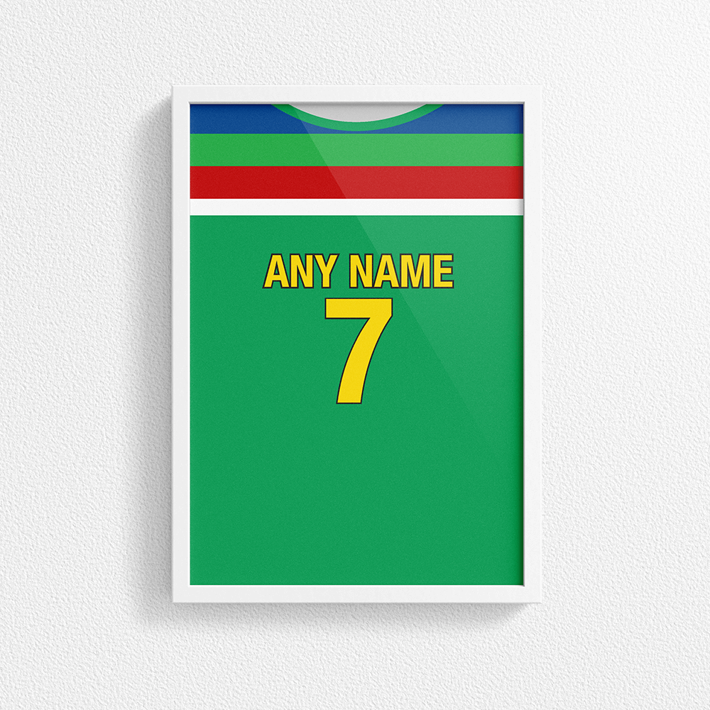 South Africa Cricket World Cup Retro Kit Inspired 'Personalised' Poster Print.