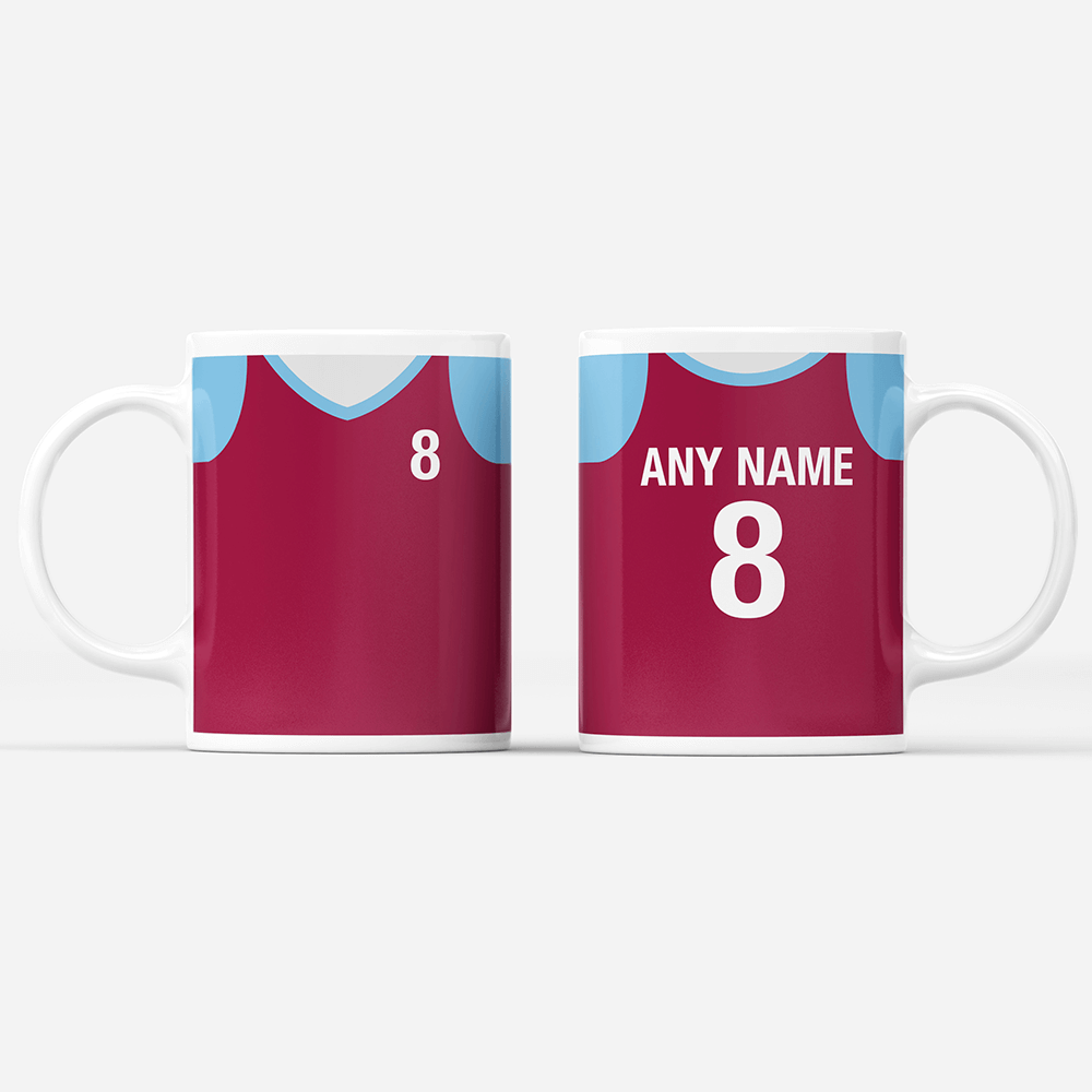 Burnley Retro Style Home Kit Shirt Inspired Colours for Personalised Football Mug with optional Coaster.