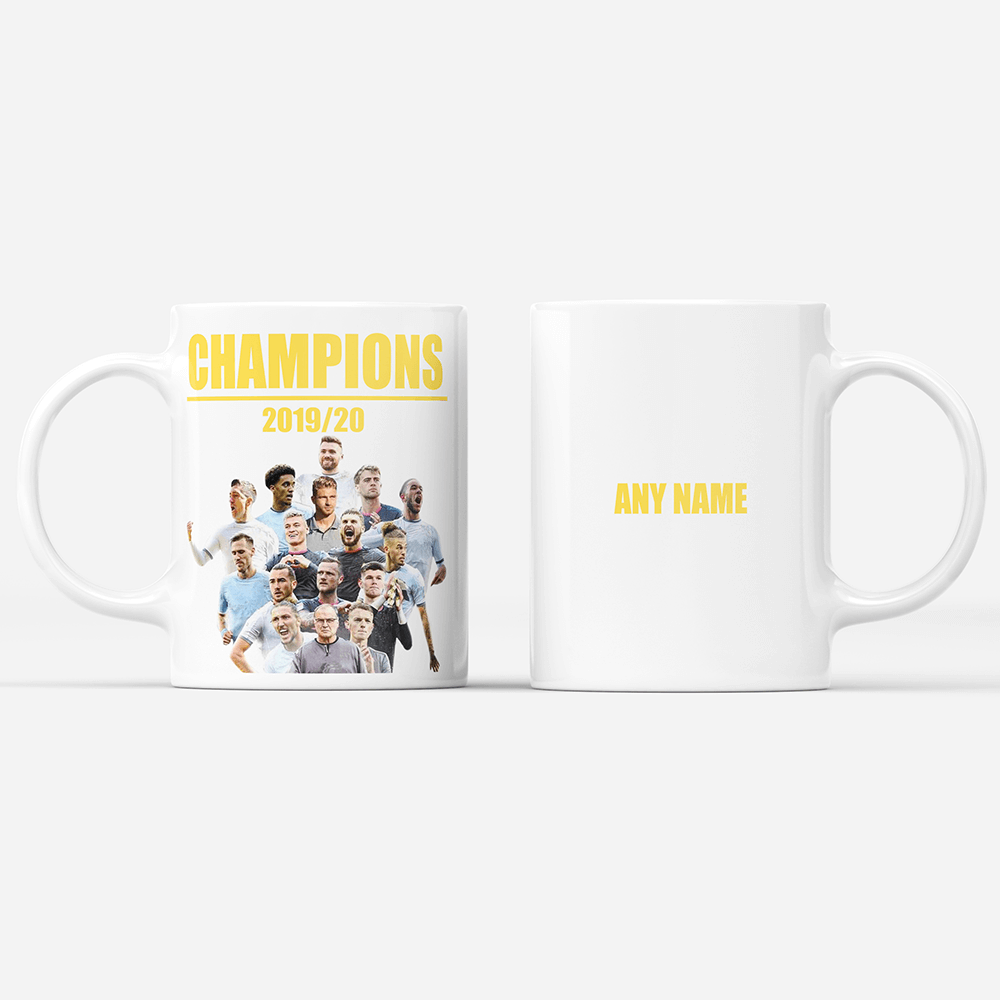 Leeds 2019/2020 Champions Inspired Colours for Personalised Football Mug with optional Coaster. Perfect item for The Peacocks fan.