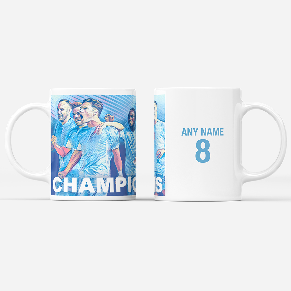 Coventry City 2019/2020 Champions Inspired Colours for Personalised Football Mug with optional Coaster. Perfect item for The Sky Blues fan.