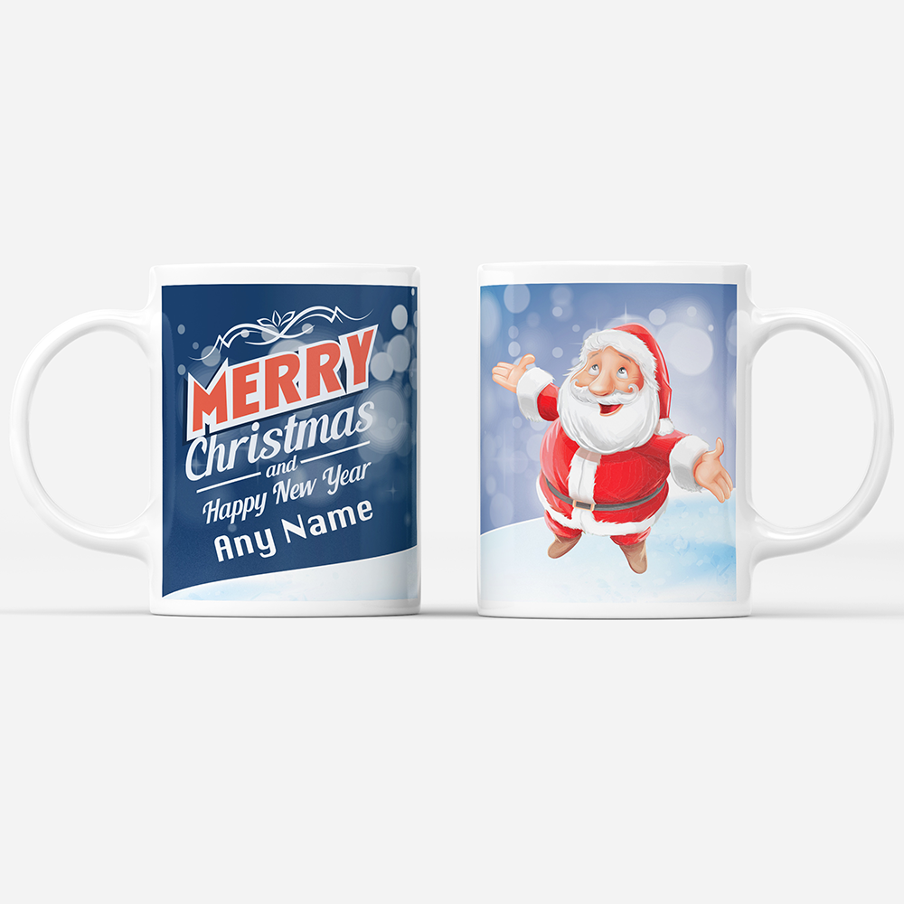 Merry Christmas & Happy New Year 'Personalised' Mug. Xmas Santa.