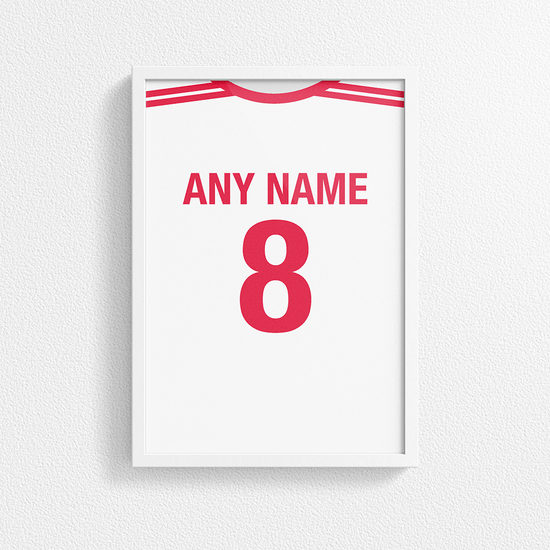 Poland Retro Home Kit Shirt Inspired Colours for Personalised Football Poster Print. Perfect item for the lBialo-Czerwoni fan.