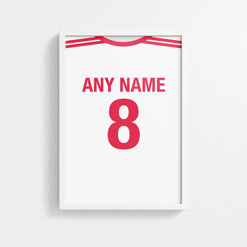 Poland Retro Home Kit Shirt Inspired Colours for Personalised Football Poster Print. Perfect item for the lBialo-Czerwoni fan.