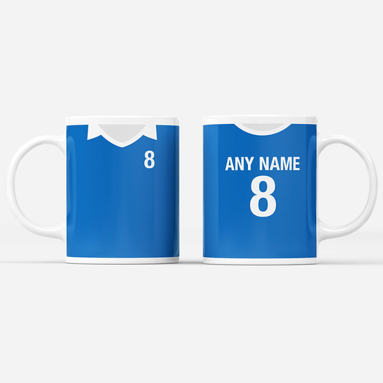 Rangers Retro Style Home Kit Shirt Inspired Colours for Personalised Football Mug with optional Coaster. Perfect item for The Gers