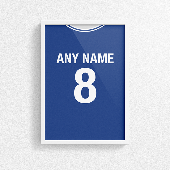 Chelsea Retro Home Kit Shirt Inspired Colours for Personalised Football Poster Print.