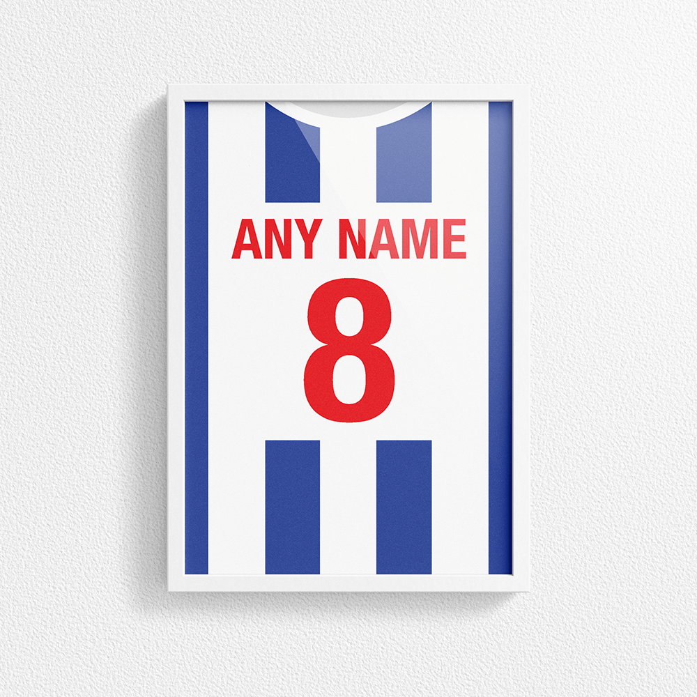 Porto Retro Home Kit Shirt Inspired Colours for Personalised Football Poster Print.