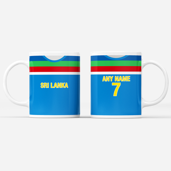 Sri Lanka Retro Style Home Kit Shirt Inspired Colours for Personalised Football Mug with optional Coaster. Perfect item for the Lions fan.