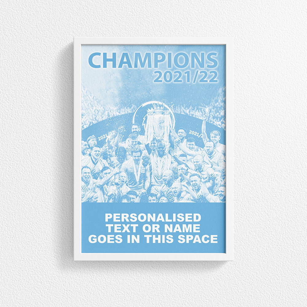 Manchester City 2021/2022 Champions Inspired  'Personalised' Football Poster Print