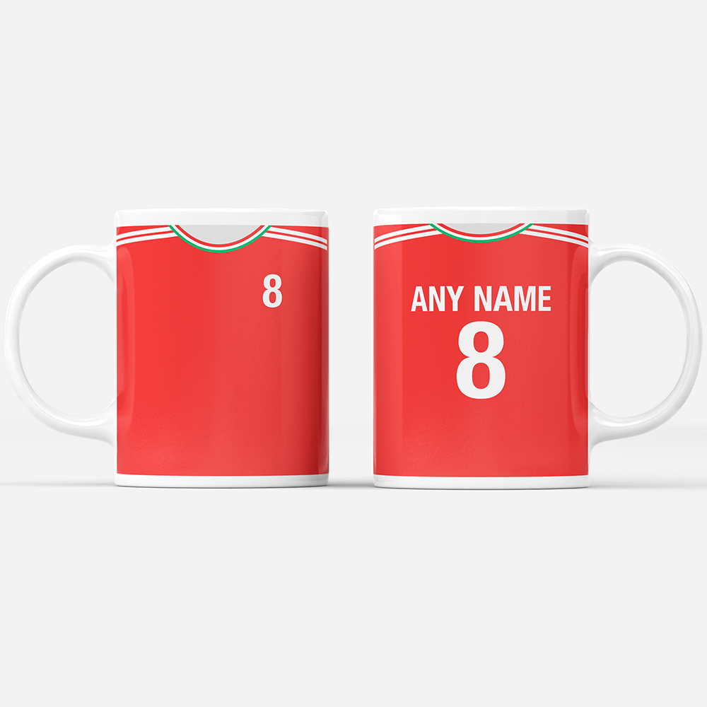 Hungary Retro Style Home Kit Shirt Inspired Colours for Personalised Football Mug with optional Coaster. Perfect item for the Valogatott fan.