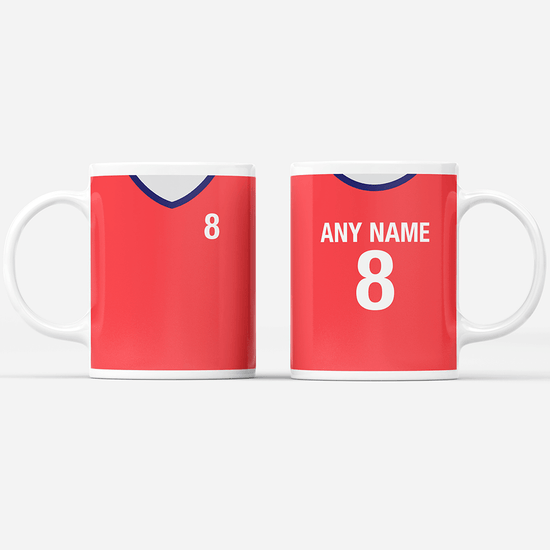 Czech Republic Retro Style Home Kit Shirt Inspired Colours for Personalised Football Mug with optional Coaster. Perfect item for the Lokomotiva fan.