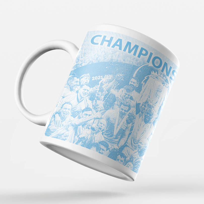 Manchester City 2021/2022 Champions Inspired 'Personalised' Football Mug With Optional Coaster Set