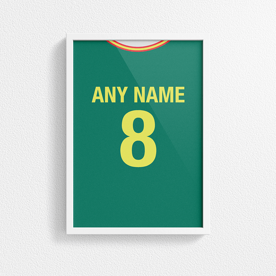 Senegal Retro Home Kit Shirt Inspired Colours for Personalised Football Poster Print.