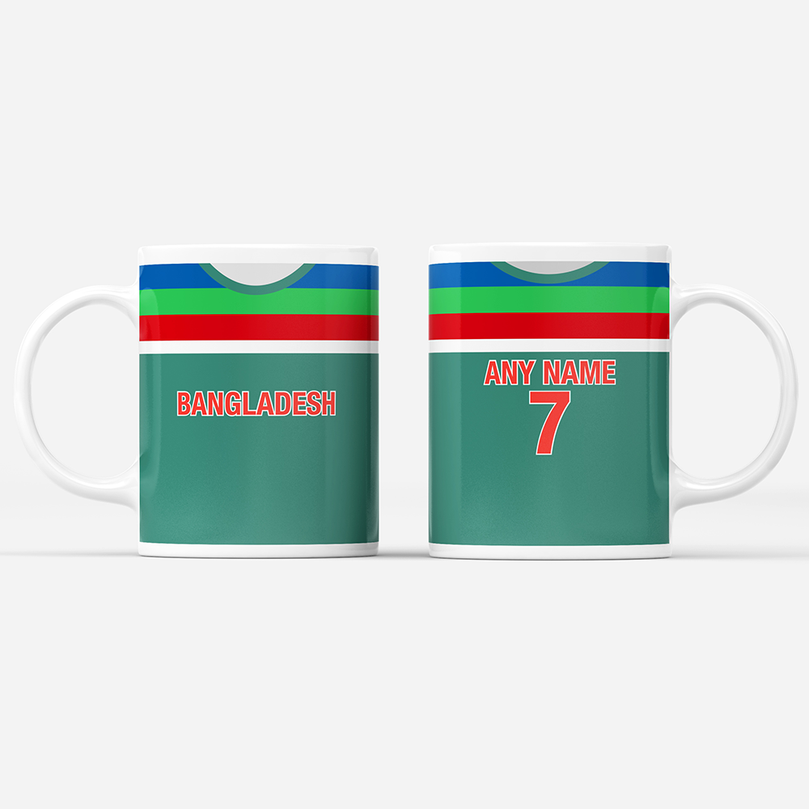 Bangladesh Retro Style Home Kit Shirt Inspired Colours for Personalised Football Mug with optional Coaster. Perfect item for the Tigers fan.