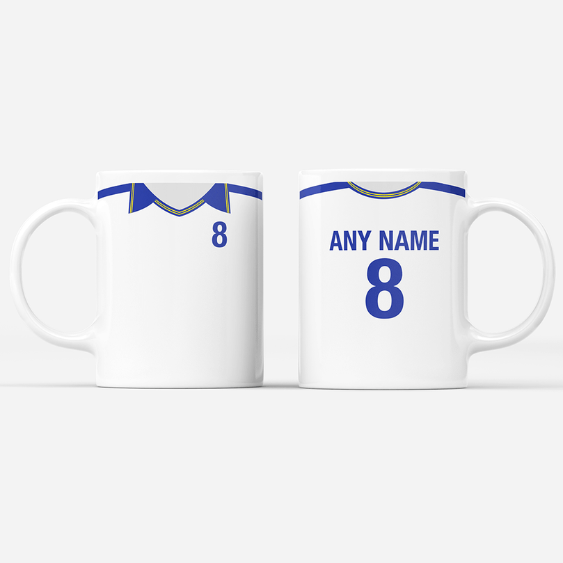 Roma Retro Style Home Kit Shirt Inspired Colours for Personalised Football Mug with optional Coaster.