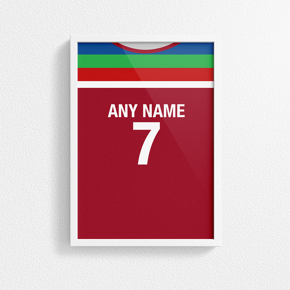 West Indies Cricket World Cup Retro Kit Inspired 'Personalised' Poster Print.