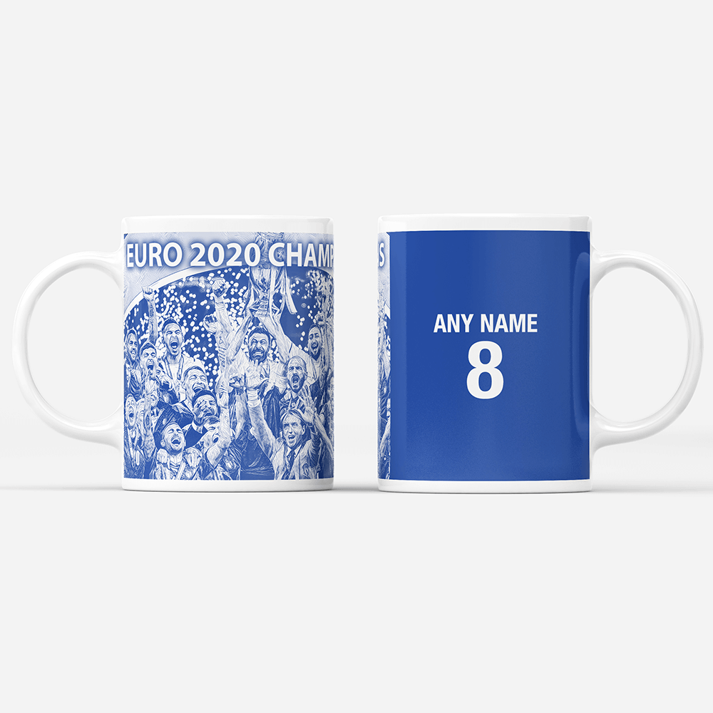 Italy 2020 Euro Champions InspiredPersonalised Football Mug with optional Coaster. Perfect item for the Azzurri fan.