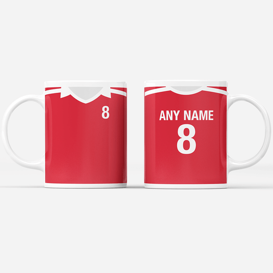 Austria Retro Style Home Kit Shirt Inspired Colours for Personalised Football Mug with optional Coaster. Perfect item for the Wunderteam fan.