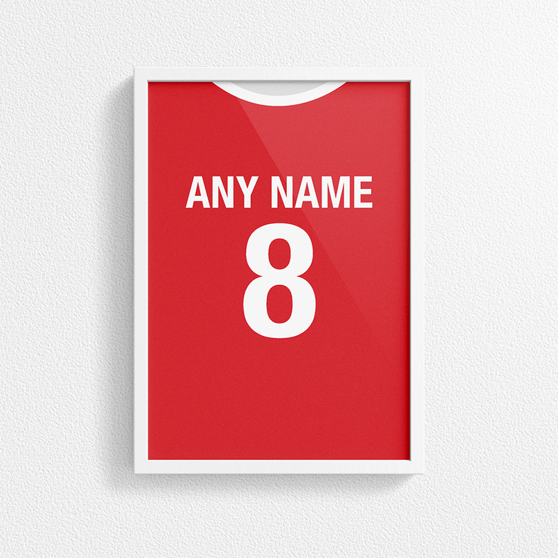 Liverpool Retro Home Kit Shirt Inspired Colours for Personalised Football Poster Print.