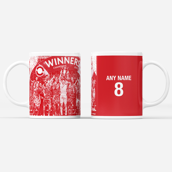 Bayern Munich 2019/2020 Champions of Europe Inspired Colours for Personalised Football Mug with optional Coaster. Perfect item for the Bavarians fan.