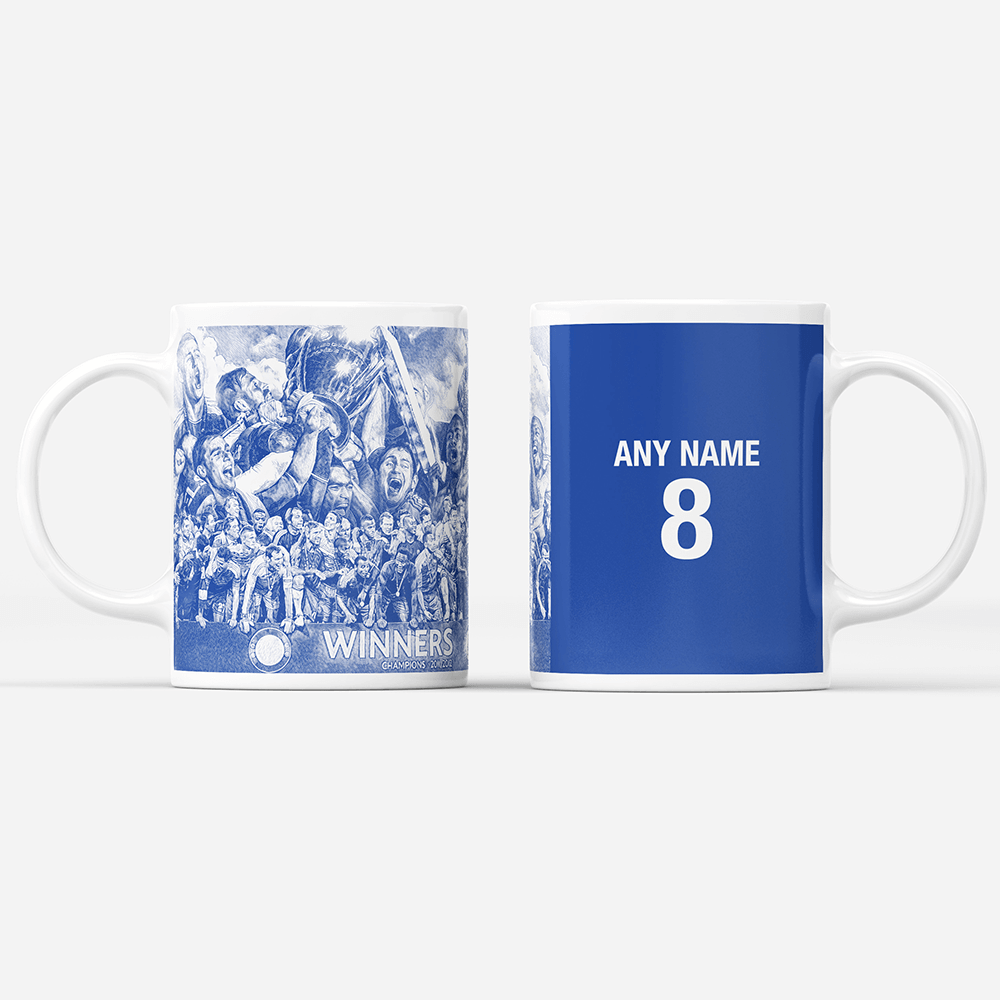 Chelsea 2011/2012 Champions of Europe Inspired Colours for Personalised Football Mug with optional Coaster. Perfect item for The Blues fan.