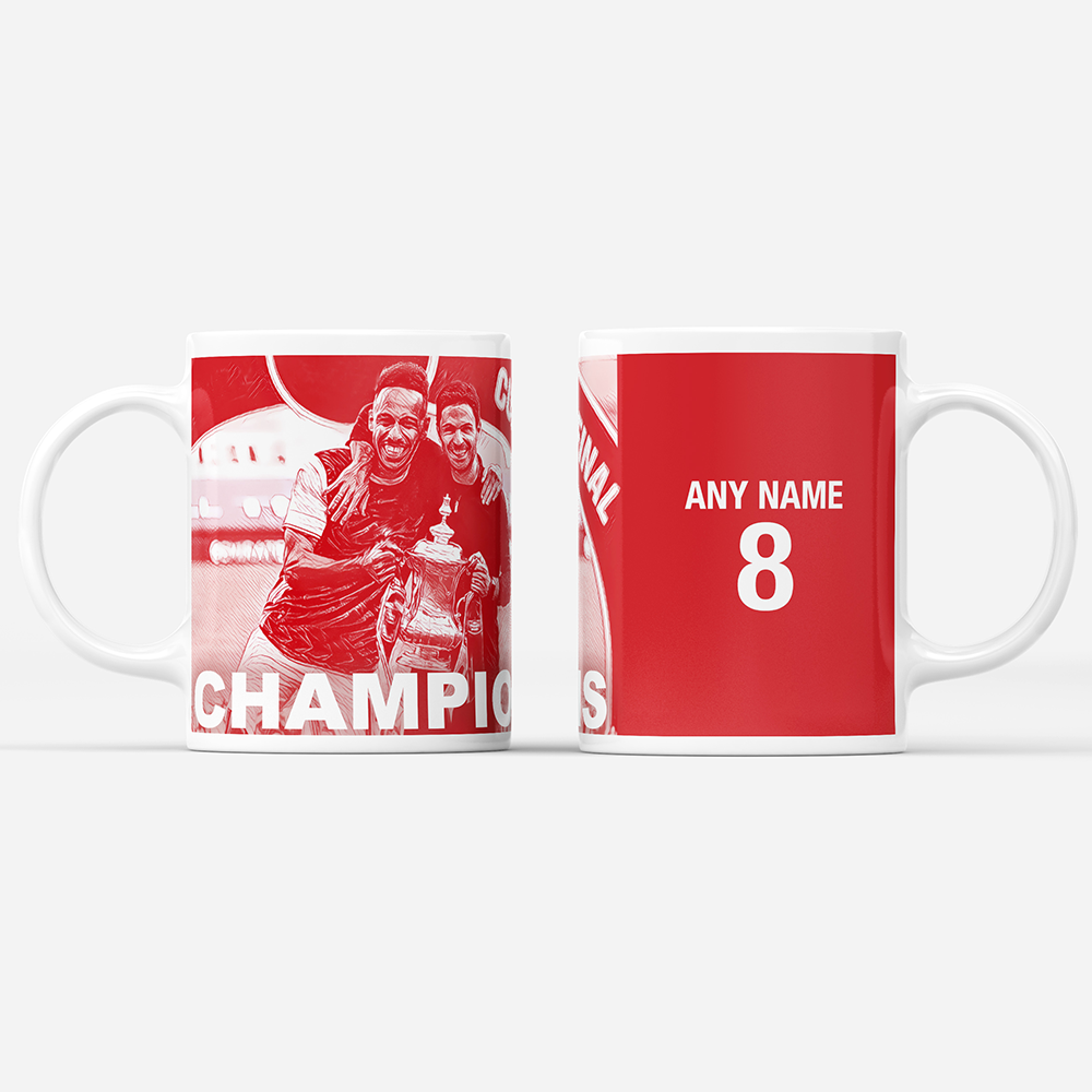 Arsenal 2019/2020 Champions Inspired 'Personalised' Football Mug With Optional Coaster Set