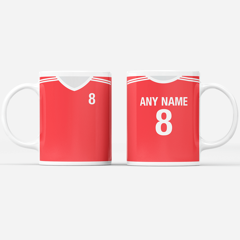 Russia Retro Style Home Kit Shirt Inspired Colours for Personalised Football Mug with optional Coaster. Perfect item for the Sbornaya fan.