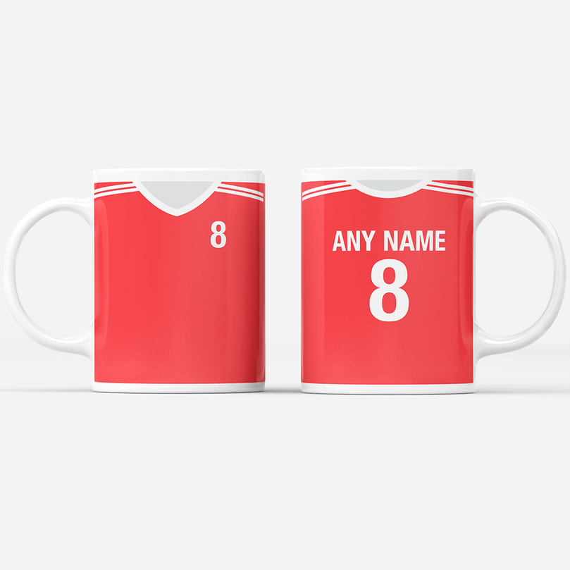 Russia Retro Style Home Kit Shirt Inspired Colours for Personalised Football Mug with optional Coaster. Perfect item for the Sbornaya fan.