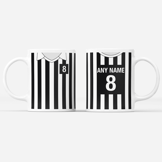 Juventus  Retro Style Home Kit Shirt Inspired Colours for Personalised Football Mug with optional Coaster.