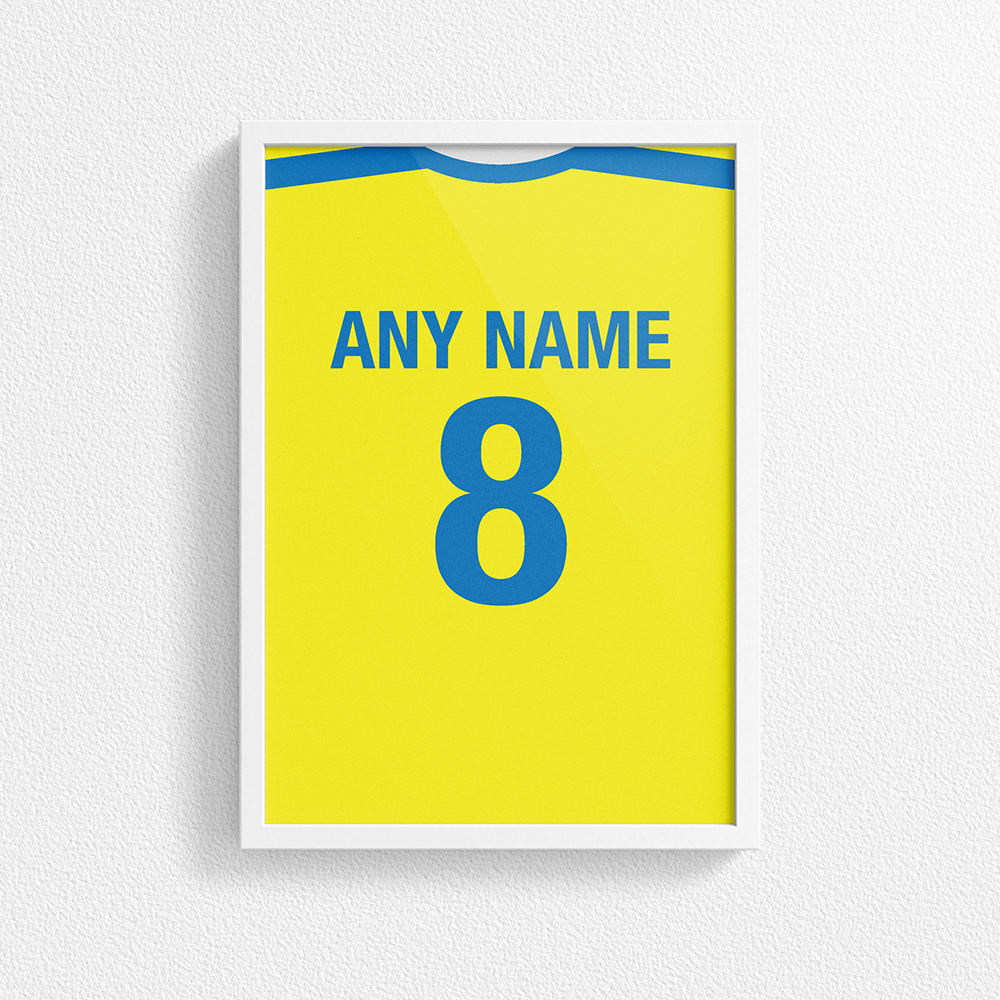 Villarreal Retro Home Kit Shirt Inspired Colours for Personalised Football Poster Print. Perfect item for the Yellow Submarine fan.