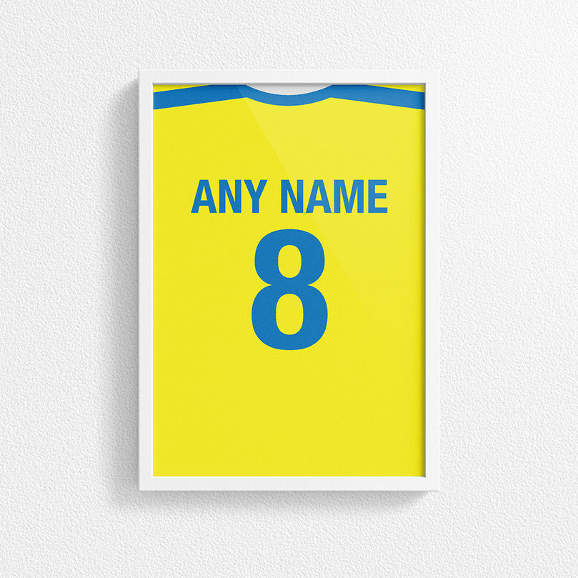 Villarreal Retro Home Kit Shirt Inspired Colours for Personalised Football Poster Print. Perfect item for the Yellow Submarine fan.