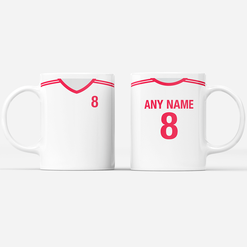 Poland Retro Style Home Kit Shirt Inspired Colours for Personalised Football Mug with optional Coaster. Perfect item for the Bialo-Czerwoni fan.