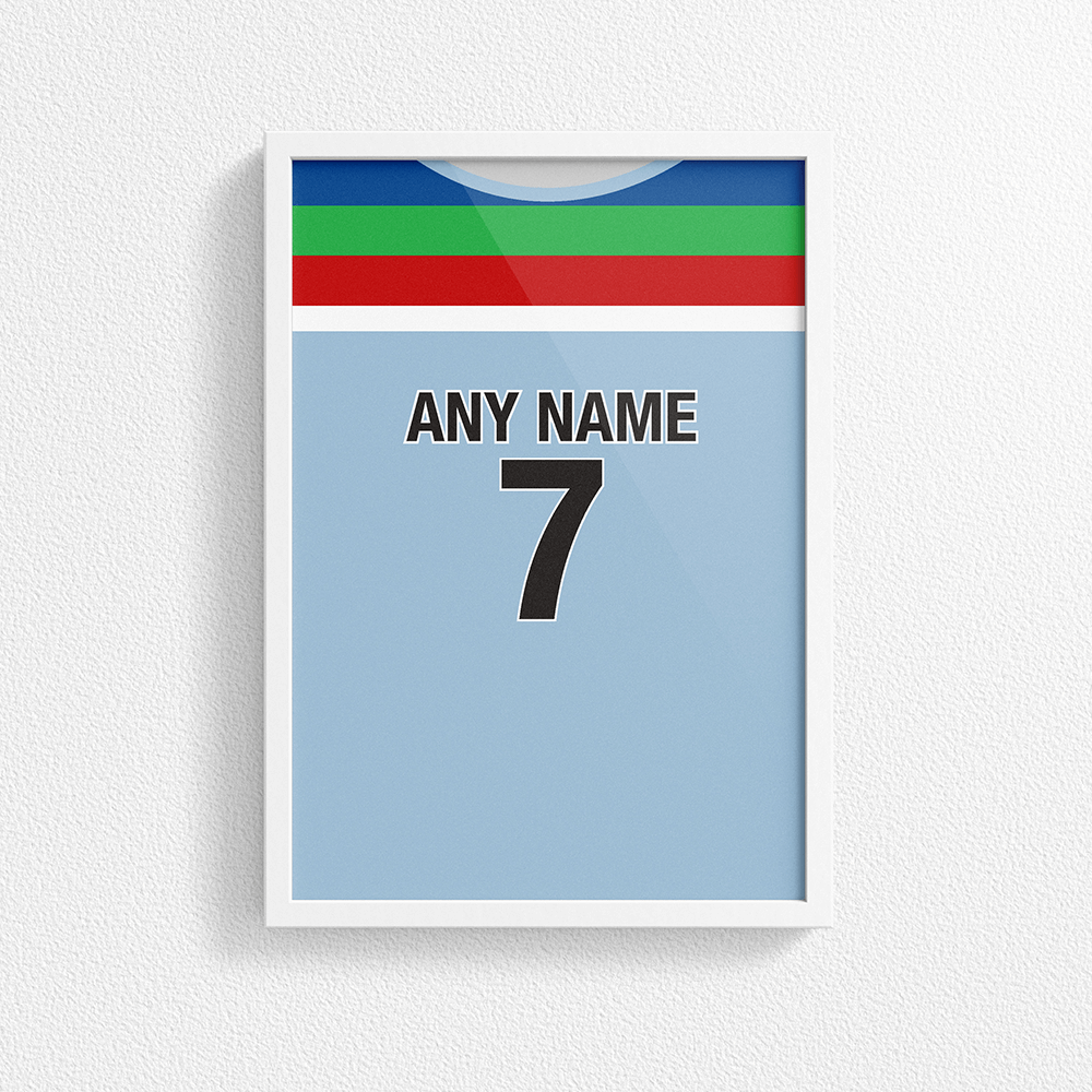 England Cricket World Cup Retro Kit Inspired 'Personalised' Poster Print.