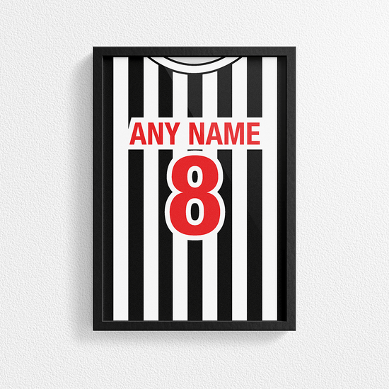 Newcastle Retro Home Kit Shirt Inspired Colours for Personalised Football Poster Print.