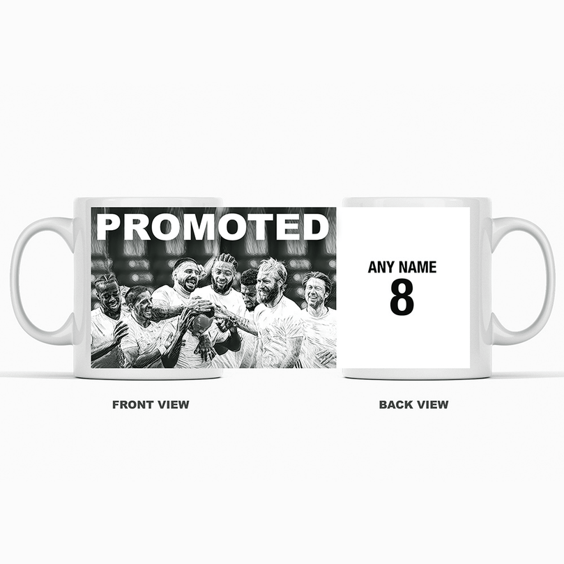 Fulham 2019/2020 Promoted Champions Inspired Colours for Personalised Football Mug with optional Coaster. Perfect item for The Cottagers fan.