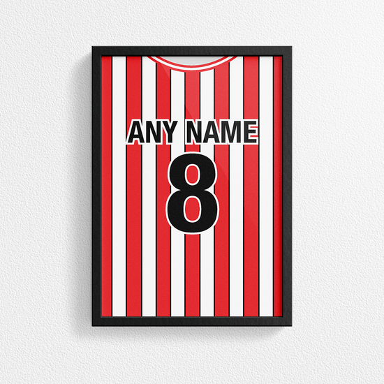 Sheffield United Retro Home Kit Shirt Inspired Colours for Personalised Football Poster Print.