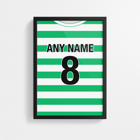 Celtic Retro Home Kit Shirt Inspired Colours for Personalised Football Poster Print.