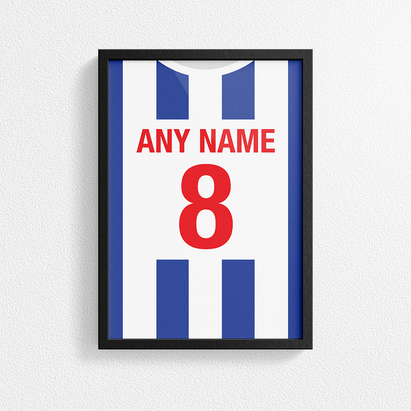 Porto Retro Home Kit Shirt Inspired Colours for Personalised Football Poster Print.