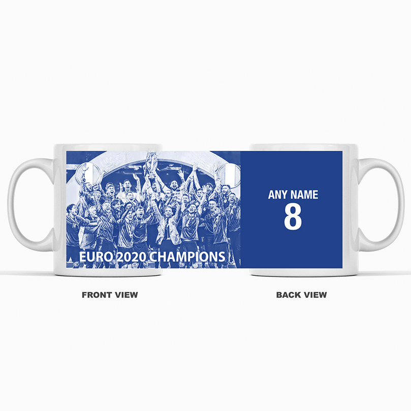 Italy 2020 Euro Champions InspiredPersonalised Football Mug with optional Coaster. Perfect item for the Azzurri fan.