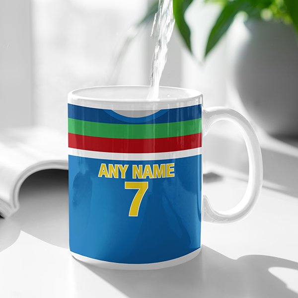 Sri Lanka Retro Style Home Kit Shirt Inspired Colours for Personalised Football Mug with optional Coaster. Perfect item for the Lions fan.