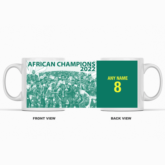 Senegal 2022 African Champions Inspired Personalised Football Mug with optional Coaster. Perfect item for the Lions of Teranga fan.