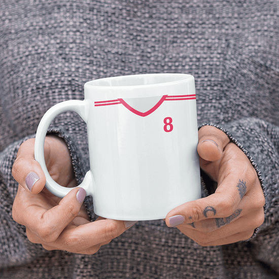 Poland Retro Style Home Kit Shirt Inspired Colours for Personalised Football Mug with optional Coaster. Perfect item for the Bialo-Czerwoni fan.